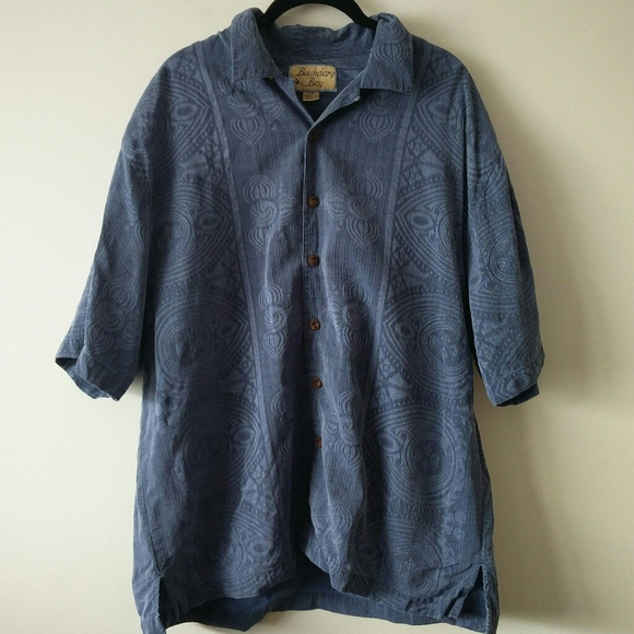 Boundary Bay 100% Silk Oversized Button Up Short Sleeve Shirt - Picture 10 of 14